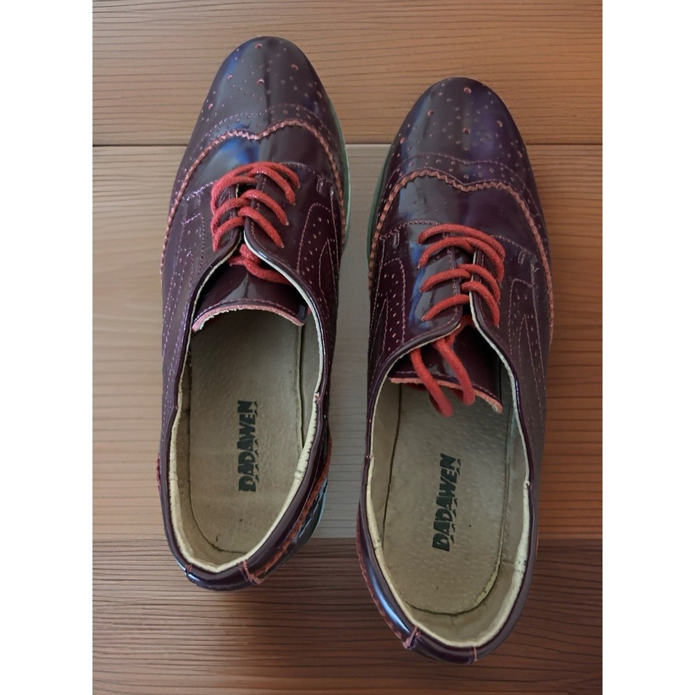 Dadawen Plum Platform Oxford Women's Size 41 Red Laces‎